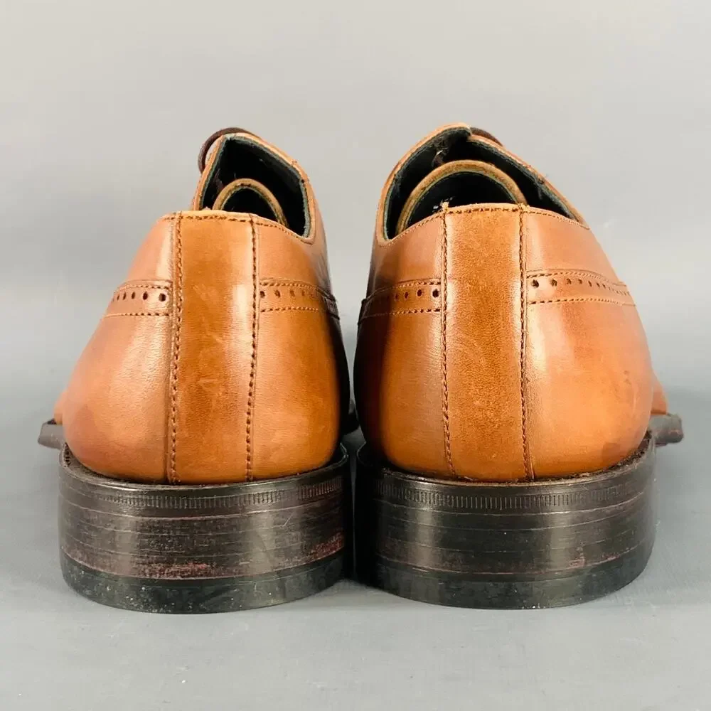 PAUL SMITH Size 8 Tan Perforated Leather Oxford Cap Toe Lace-Up Shoes